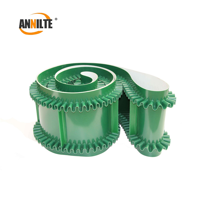 China Annilte green pvc corrugated sidewall conveyor belt add baffle Manufacturer and Supplier Annilte